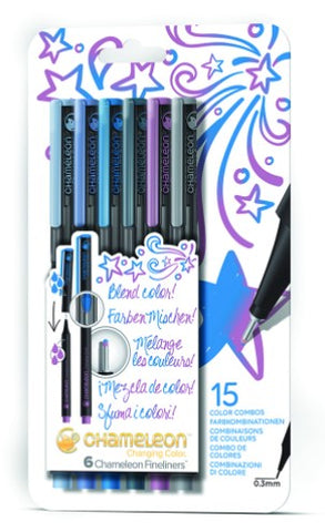 Chameleon Pack of 6 Pen Set Fineliners - Cool Colours
