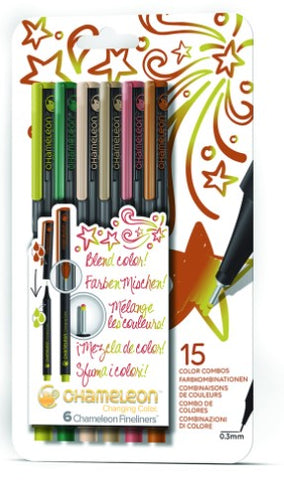 Chameleon Pack of 6 Pen Set Fineliners - Nature Colours