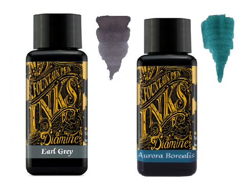 Diamine - 30ml Fountain Pen Ink 2 Pack - Earl Grey & Aurora Borealis