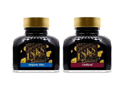 Diamine - 80ml Fountain Pen Ink 2 Pack - Oxblood & Majestic Blue