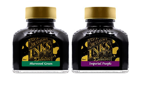 Diamine - 80ml Fountain Pen Ink 2 Pack - Sherwood Green & Imperial Purple