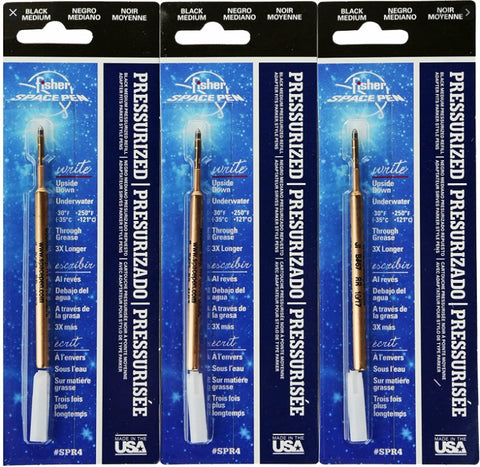 Fisher Space Pen Pressurized Refill - Medium Point - Black Ink - 3 Pack