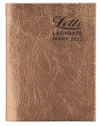 Letts 2022 Ladydate Mini Pocket Diary Week to View English Rose Gold with Pencil