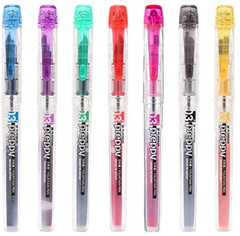 Platinum Preppy Rainbow Fountain Pen Set, Fine Point - Pack of 7