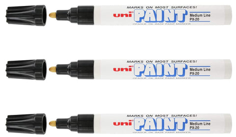 Uni-Ball - PX-20 Medium Bullet Tip Paint Marker - Black, 3 Pack