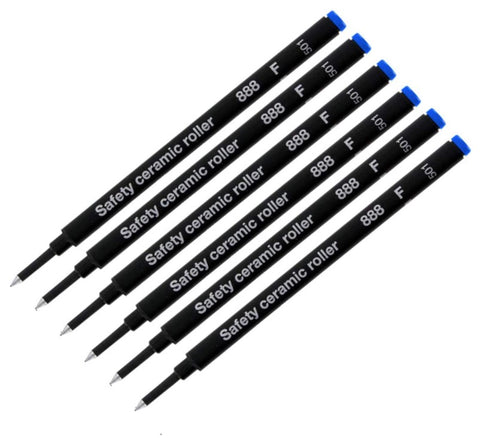 Schmidt - 888F Blue Ceramic Rollerball Refills - Fine - 6 Pack