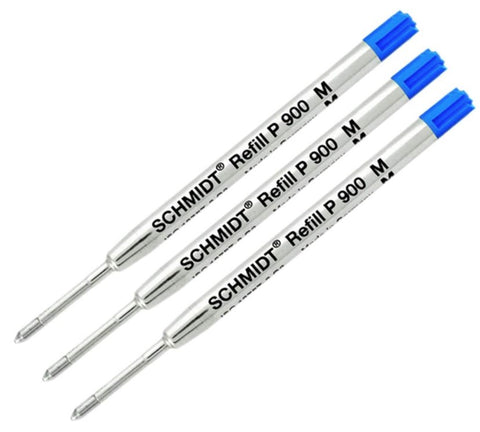 Schmidt P900 Ballpoint Refill - Blue - Medium, 3 Pack