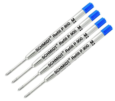 Schmidt P900 Ballpoint Refill - Blue - Medium, 4 Pack