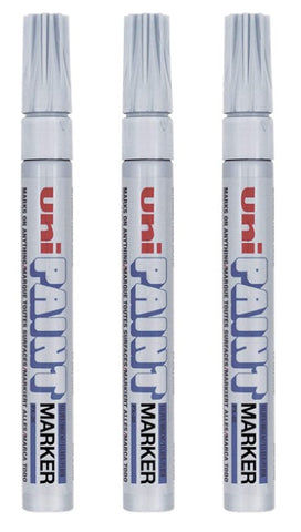 Uni-Ball - PX-20 Medium Bullet Tip Paint Marker - Silver, 3 Pack