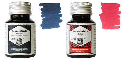 Rohrer & Klingner - 50ml Bottles Fountain Pen Ink Set - 2 x Bottles - Verdigris & Morinda