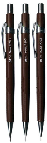 Pentel - P200 Mechanical Pencil P203-E - 0.3mm - Set of 3 - Brown