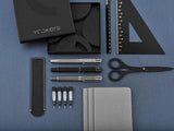 Yookers Metis Refillable Fibre Pen in Satin Chrome Black Grid - 1.0mm Tip