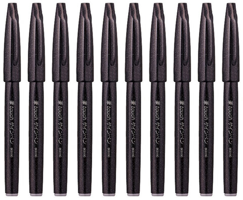 Pentel - Brush Sign Pen Fude Touch SES15C-A - Pack of 10 - Black