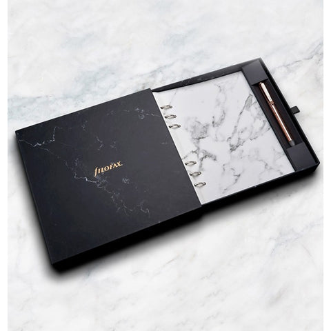 Filofax Gift Set | Filofax Patterns Marble A5 Clip Book with Filofax Rose Gold Erasable Pen