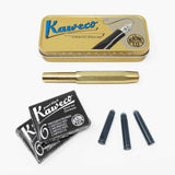 Kaweco Sport Fountain Pen Set in Brass (Medium Nib) + 12 Ink Cartridges