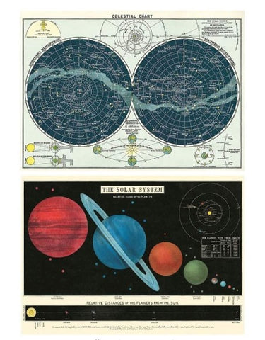 Cavallini Wrap - Celestial & Solar System - 2 x Poster Set - 20 x 28" Wrap