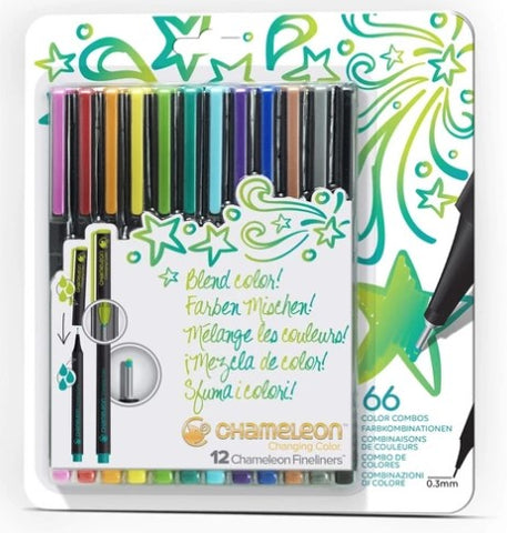 Chameleon Pack of 12 Pen Set Fineliners - Bright Colours