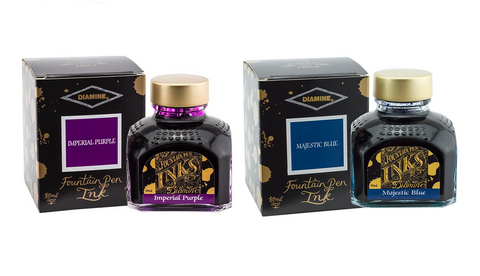 Diamine - Fountain Pen Ink 2 Pack - Imperial Purple & Majestic Blue - 2 x 80ml Bottle