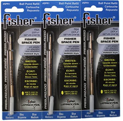 Fisher Space Pen Pressurized Refill - Medium Point - Blue Ink - 3 Pack