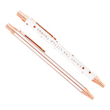 kikki.K - Retractable Ballpoint Pens - Essential 2 Pack Gift Box - Rose Gold and White