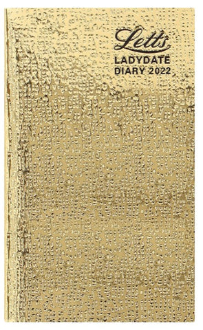 Letts 2022 Ladydate Medium Pocket Diary Week to View - English - Gold