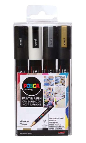 Posca Black Full Set of 7 Pens pc-17k, Pc-8k, Pc-5m, Pc-3m, Pc-1m, Pc-1mr,  Pcf-350 -  Denmark