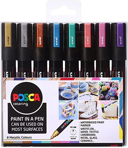 POSCA Paint Markers - PC-5M Metallic 8 Pack
