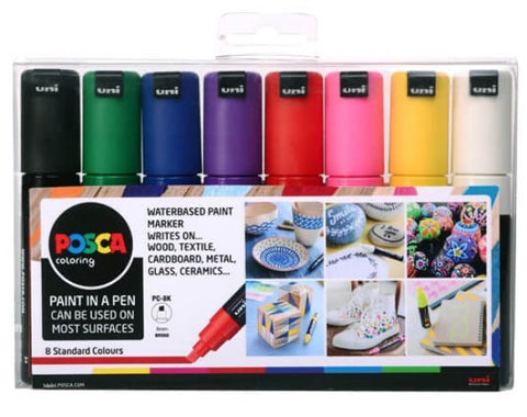 POSCA Paint Markers - Full Set of Black Pens - 7 Pack