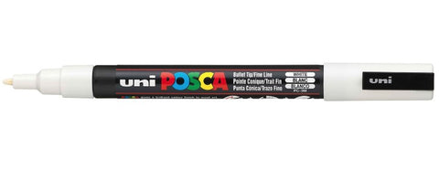 POSCA Paint Markers - Assorted Sizes - 1M, 3M, 5M - White 3 Pack