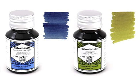 Rohrer & Klingner - 50ml Bottle Fountain Pen Ink Set - 2 x Bottles - Salix & Alt-Goldgrun