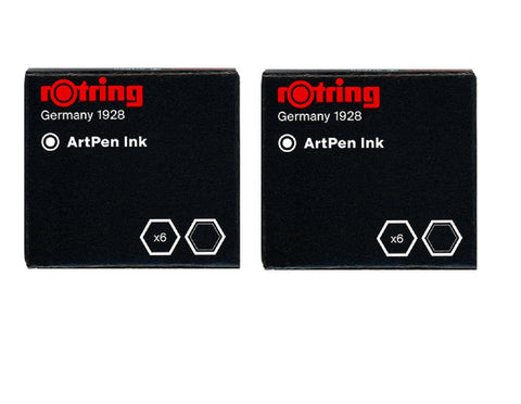 Rotring - Short Ink Cartridges - Black - 2 x Box of 6