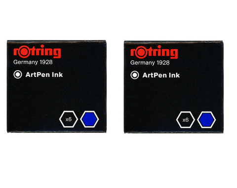 Rotring - Short Ink Cartridges - Brilliant Blue - 2 x Box of 6