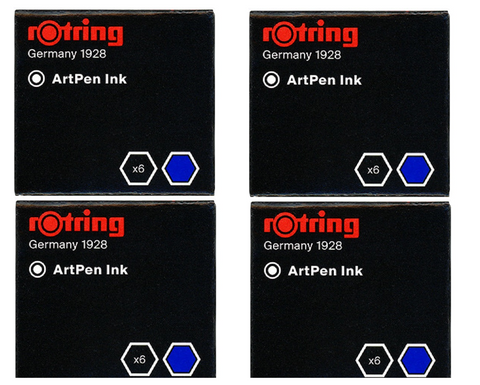 Rotring - Short Ink Cartridges Brilliant Blue - 4 x Box of 6