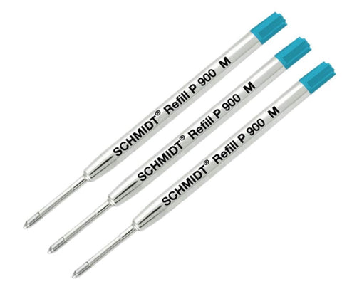 Schmidt P900 Ballpoint Refill - Turquoise - Medium - 3 Pack