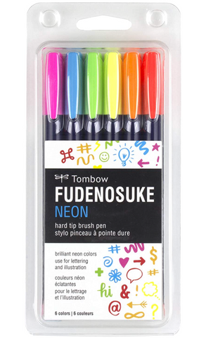 Tombow Dual Brush Fudenosuke Neon Brush Set