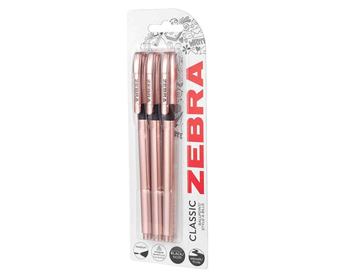 Zebra - Classic Ballpoint Pen - Pack of 3 - Rose Gold