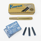 Kaweco Sport Fountain Pen Set in Brass (Medium Nib) + 12 Ink Cartridges