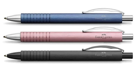 Faber Castell Essentio Ballpoint Pen - 3 x Pack - Rose, Blue, Black