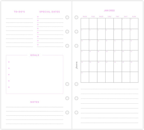 Filofax Confetti Illustrated Diary Refill Pack - Personal Size - 2022 (Multilanguage)