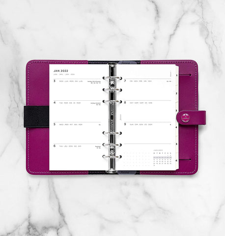 Filofax Minimal Week to View Diary Refill Pack - Personal Size - 2022 (Multilanguage)