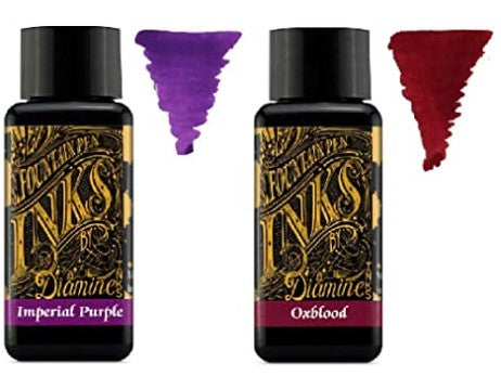Diamine Fountain Pen Ink 30ml - Oxblood and Imperial Purple - 2 x Bottles