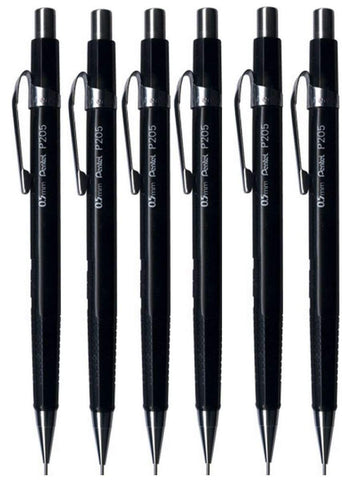 Pentel - P200 Mechanical Pencil P205-A - 0.5mm - Set of 6 - Black