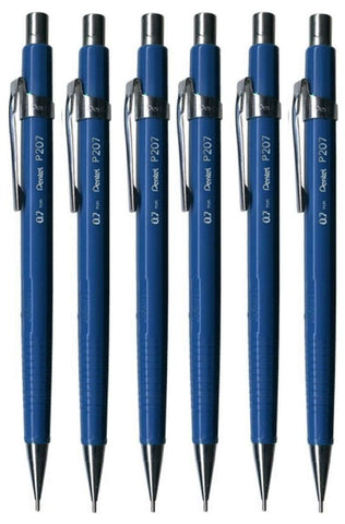 Pentel - P200 Mechanical Pencil P207-C - 0.7mm - Set of 6 - Blue