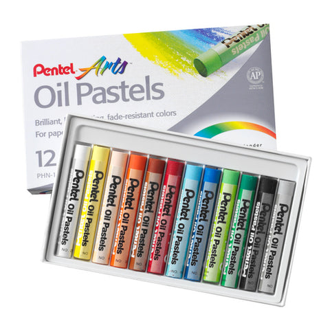 Pentel Oil Pastels - Pack of 12 Assorted Colours