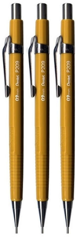 Pentel - P200 Mechanical Pencil P209-G - 0.9mm - Set of 3 - Yellow